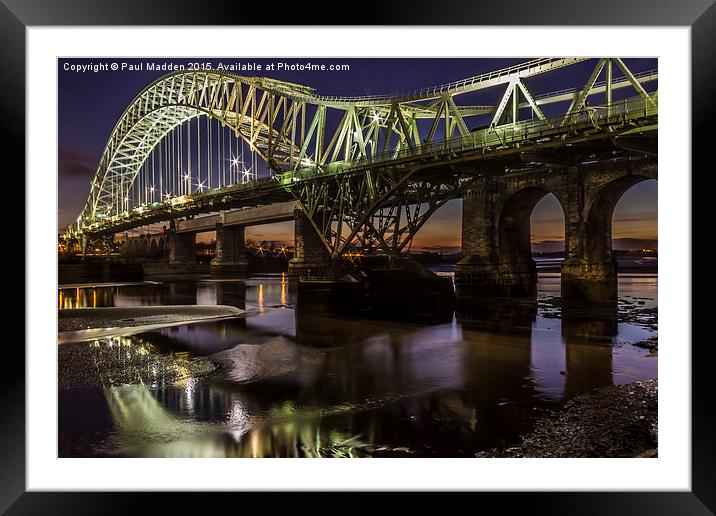 Runcorn Bridge At Night Framed Mounted Print by Paul Madden