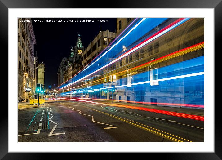 Water Street Bus Lights Framed Mounted Print by Paul Madden