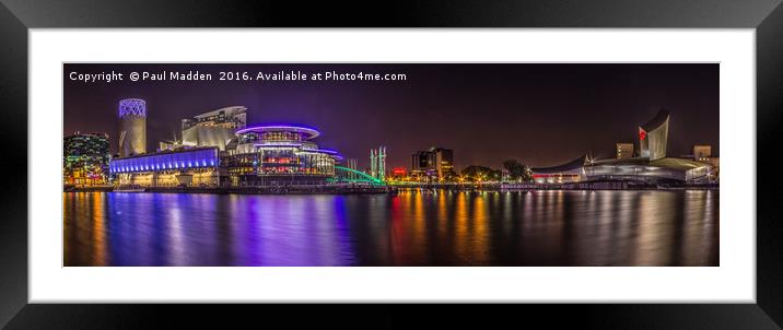 Salford Quays Night-time Panorama Framed Mounted Print by Paul Madden
