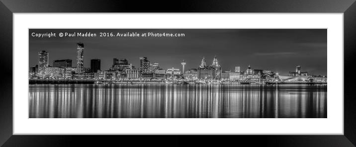 Liverpool skyline at night Framed Mounted Print by Paul Madden