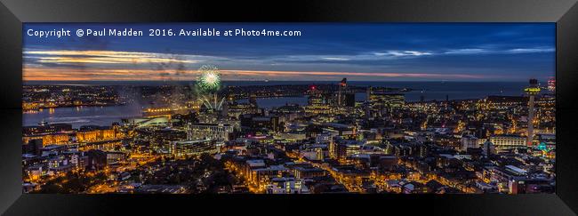 Panoramic view of Liverpool from above Framed Print by Paul Madden