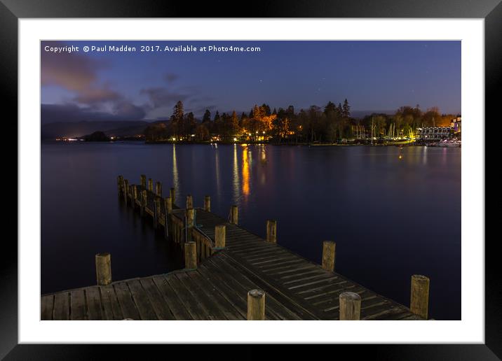 Windermere at night Framed Mounted Print by Paul Madden