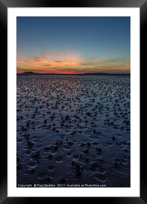 Sunset across the wet sand Framed Mounted Print by Paul Madden