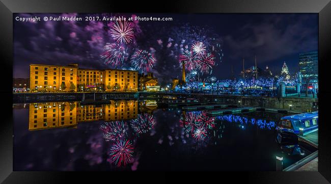 Albert Dock Fireworks Framed Print by Paul Madden