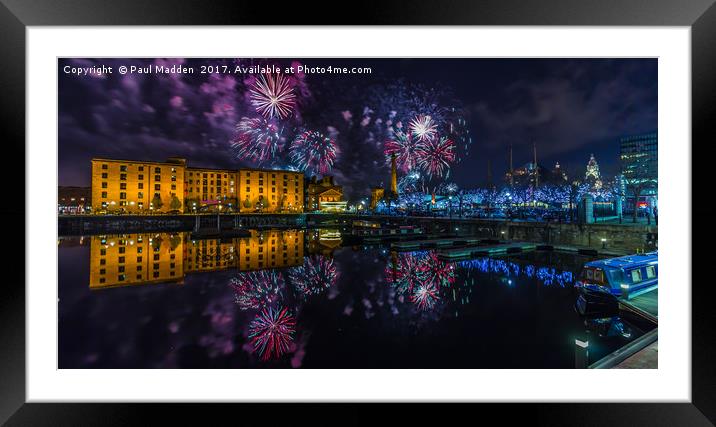 Albert Dock Fireworks Framed Mounted Print by Paul Madden