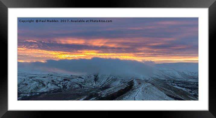 Mam Tor in the snow Framed Mounted Print by Paul Madden