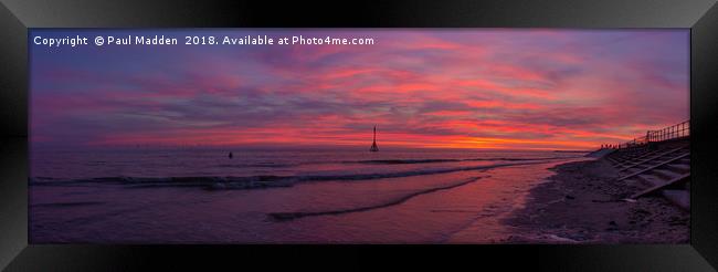 Crosby Beach Sunset Panorama Framed Print by Paul Madden