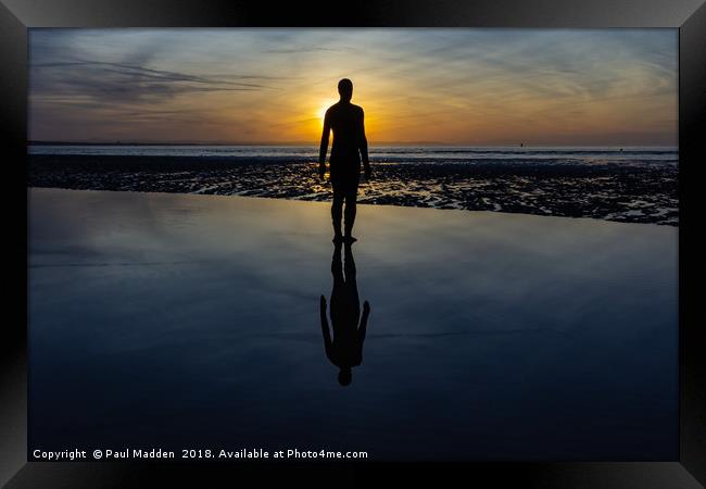 Crosby Beach iron man Framed Print by Paul Madden