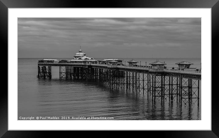 Llandudno Pier Black And White Framed Mounted Print by Paul Madden