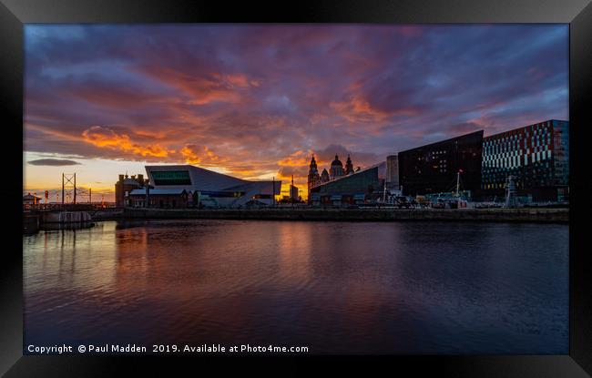 Canning Dock At Sunset Framed Print by Paul Madden
