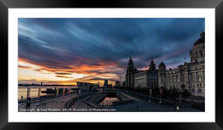 Liverpool Pier Head Sunset Framed Mounted Print by Paul Madden
