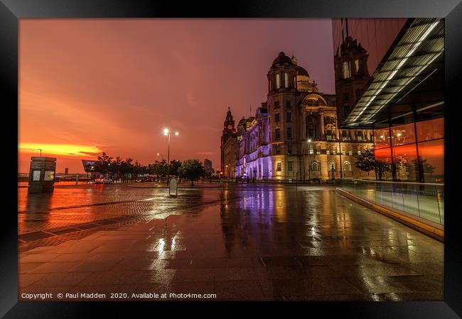 Stormy sunset from Liverpool Framed Print by Paul Madden