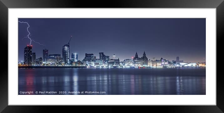 Lightning over Liverpool Framed Mounted Print by Paul Madden