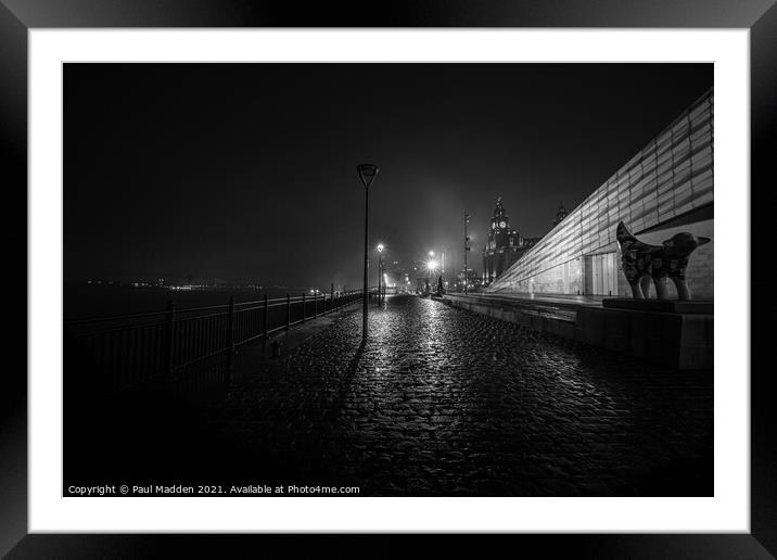Cobbled promenade of Liverpool Waterfront Framed Mounted Print by Paul Madden