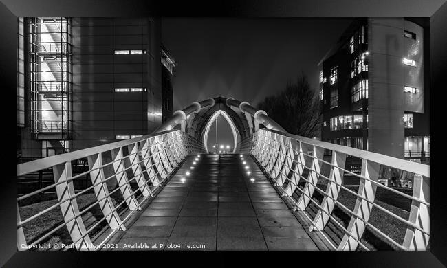 Princes Dock bridge Liverpool at night Framed Print by Paul Madden