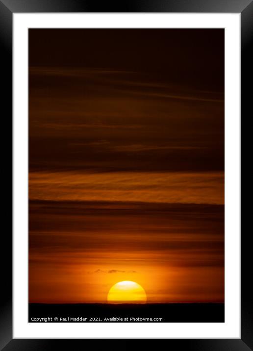 The setting sun Framed Mounted Print by Paul Madden