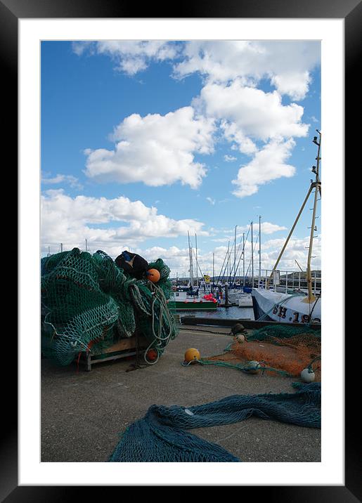 Boats and Nets Framed Mounted Print by Julie Perrin