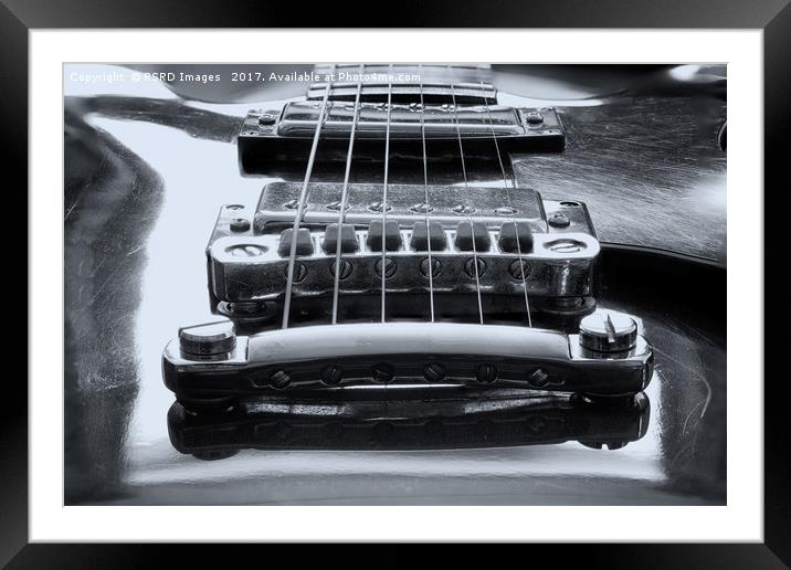 Tune-O-Matic bridge and Humbuckers in monochrome. Framed Mounted Print by RSRD Images 