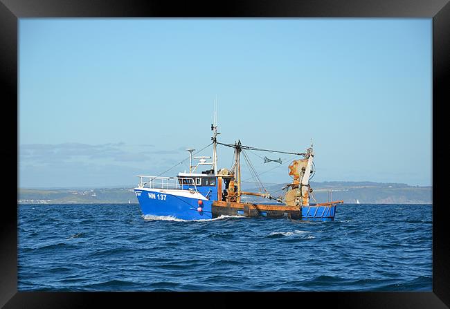 Trawler in the English Channel Framed Print by Malcolm Snook