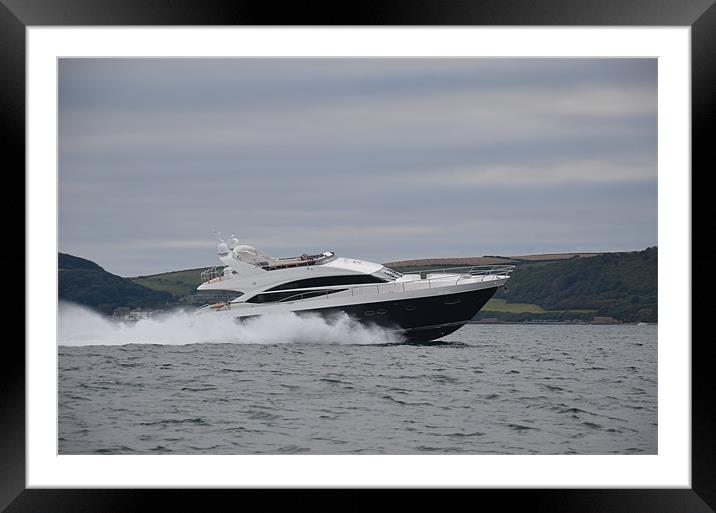 Motor cruiser at speed Framed Mounted Print by Malcolm Snook