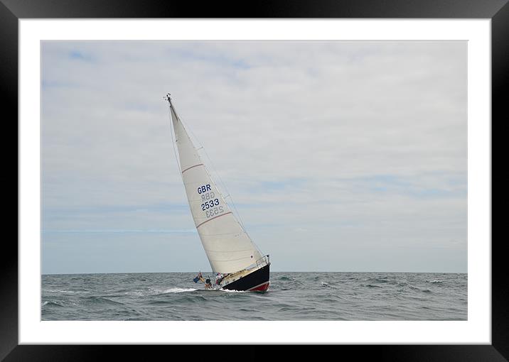 Sailing yacht pitching Framed Mounted Print by Malcolm Snook