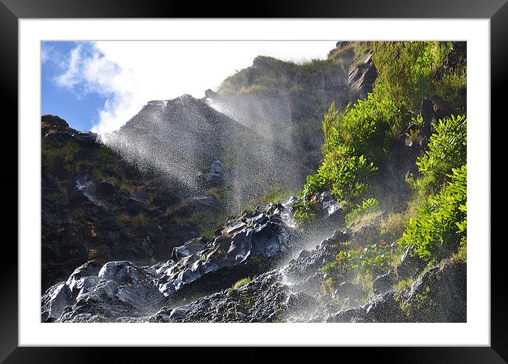 Waterfall in the Azores Framed Mounted Print by Malcolm Snook