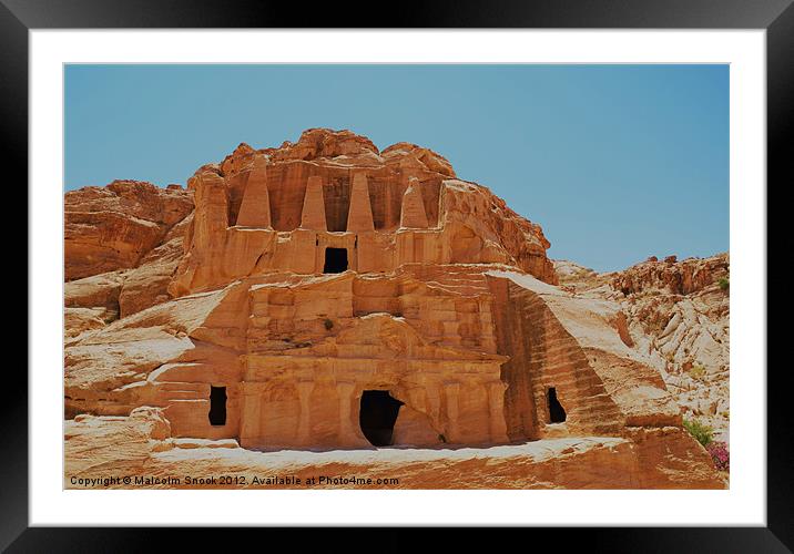 Tomb of the obelisks Petra Framed Mounted Print by Malcolm Snook