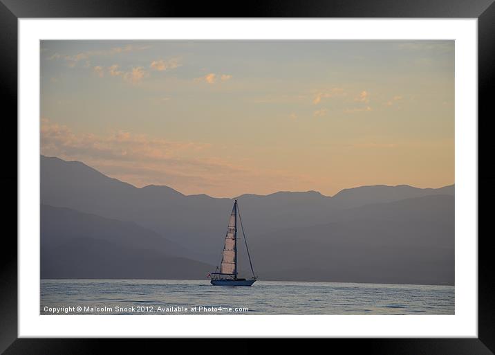 Yacht coming to anchor Framed Mounted Print by Malcolm Snook