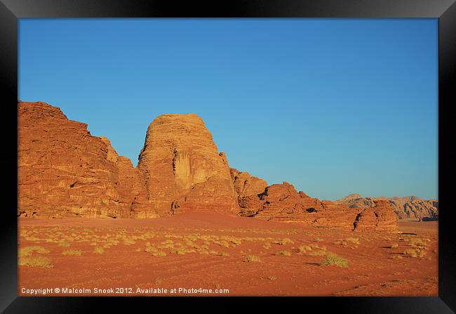 Wadi Rum Rock Formations Framed Print by Malcolm Snook