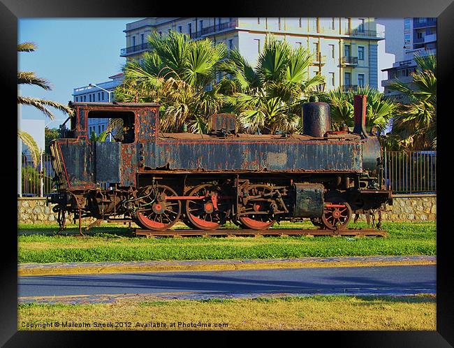 Rusting steam engine Framed Print by Malcolm Snook