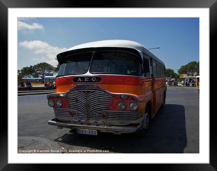 Vintage Bus in Malta Framed Mounted Print by Malcolm Snook