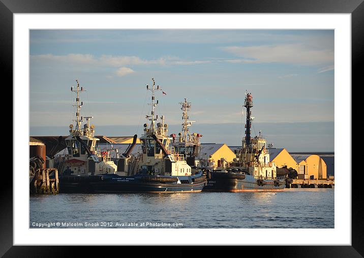 Tugs on the Swale Framed Mounted Print by Malcolm Snook