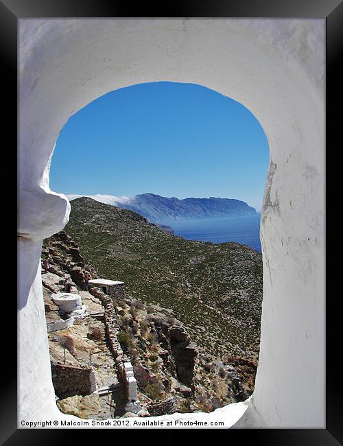 Mountainous coast of Amorgos Framed Print by Malcolm Snook