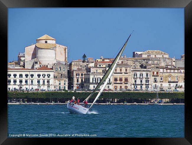 Sailing at Siracusa Framed Print by Malcolm Snook