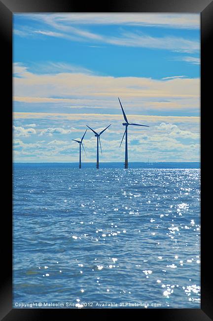 Estuary wind turbines Framed Print by Malcolm Snook