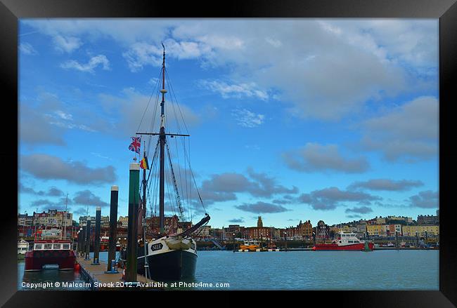 Traditional Sailing Boat In Ramsgate Framed Print by Malcolm Snook