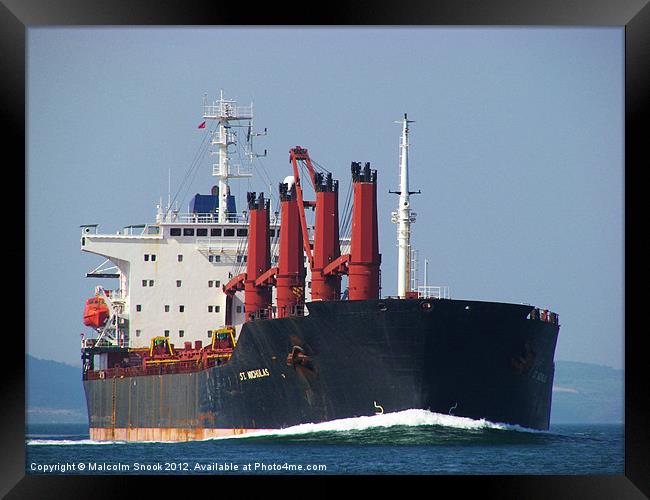 Cargo Ship St Nicholas Framed Print by Malcolm Snook