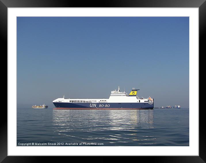 UN RoRo Ferry Framed Mounted Print by Malcolm Snook