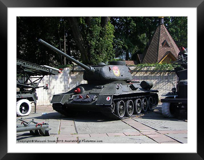 Veteran Russian Tank Framed Mounted Print by Malcolm Snook