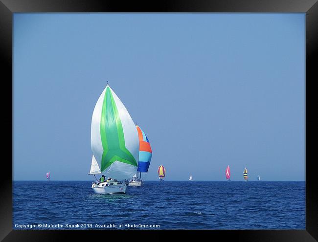 Colourful Yacht Spinnakers Framed Print by Malcolm Snook