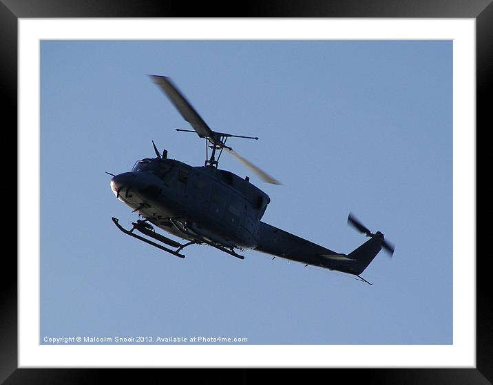 Huey Military Helicopter Framed Mounted Print by Malcolm Snook