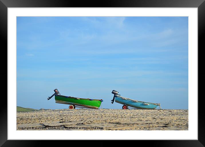Dinghies on the beach Framed Mounted Print by Malcolm Snook