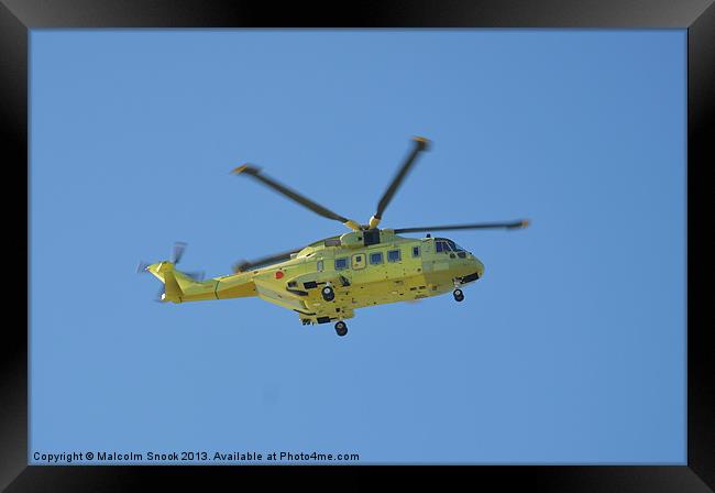 Helicopter to the Isles Framed Print by Malcolm Snook