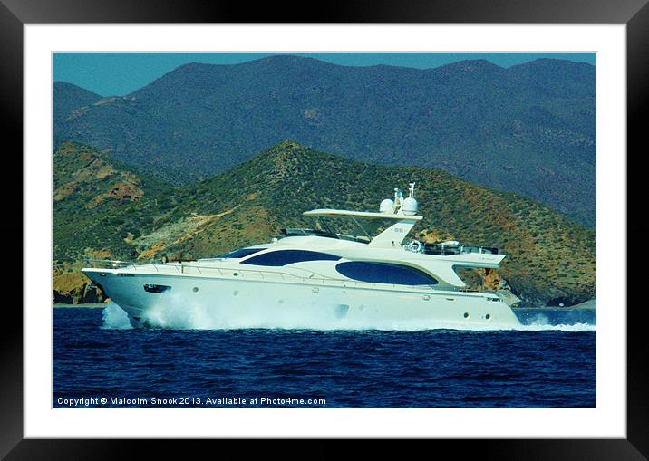 Fast Motor Yacht Framed Mounted Print by Malcolm Snook