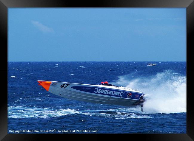 Flying powerboat racer Framed Print by Malcolm Snook