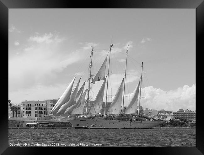 Tall Ship under sail Framed Print by Malcolm Snook