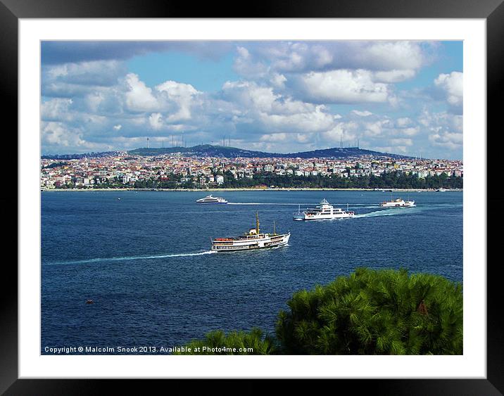 Ferries cross the Bosphorus Framed Mounted Print by Malcolm Snook
