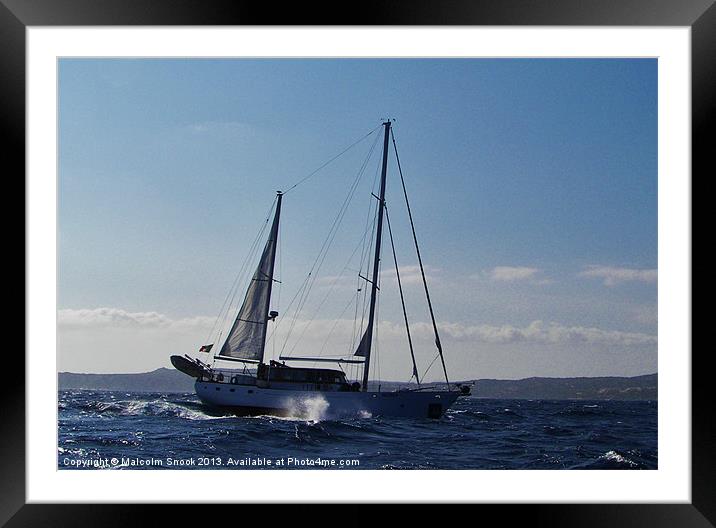 Ketch Motoring Into Strong Headwind Framed Mounted Print by Malcolm Snook