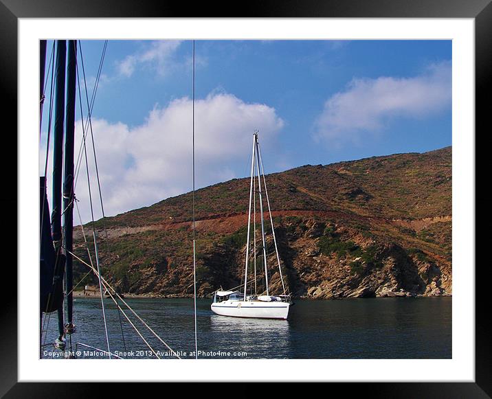 Yacht With A Frame Mast Framed Mounted Print by Malcolm Snook