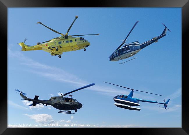 Four Helicopters Framed Print by Malcolm Snook
